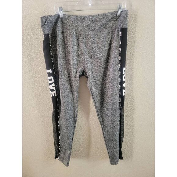 Thrill Performance Women's Black Gray Love Print Workout Legging Pants Size 3X - Picture 1 of 3